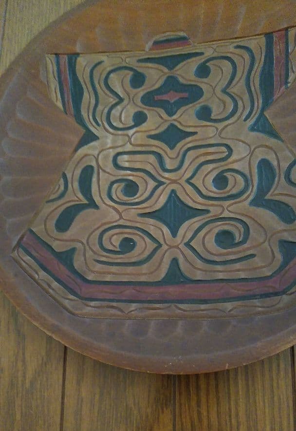 アイヌ アイヌ文様 イタ 着物柄 丸盆 木彫り 民芸