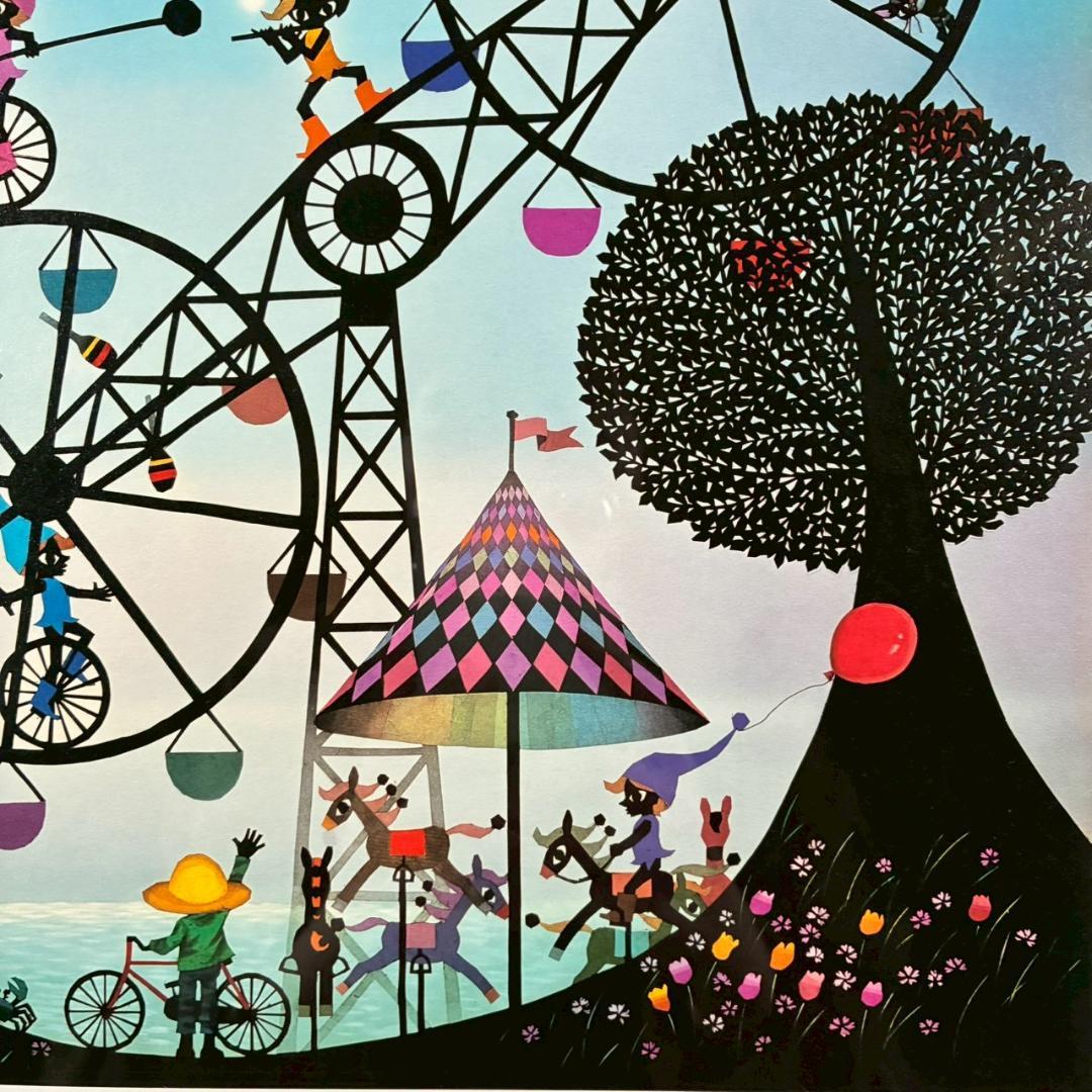 【ぽぬお】藤城清治「海の見える遊園地」「コスモスとこびと」2点セット