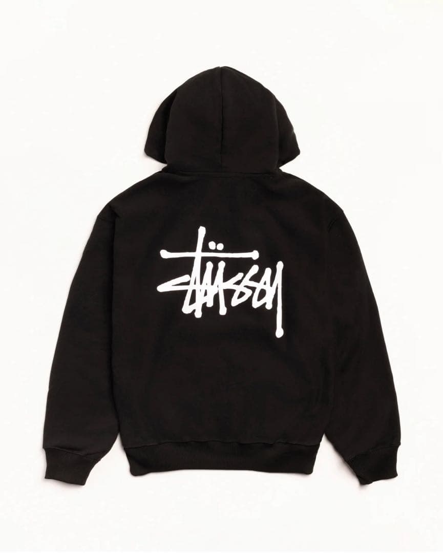 BASIC STÜSSY ZIP HOODIE - BLACK / S