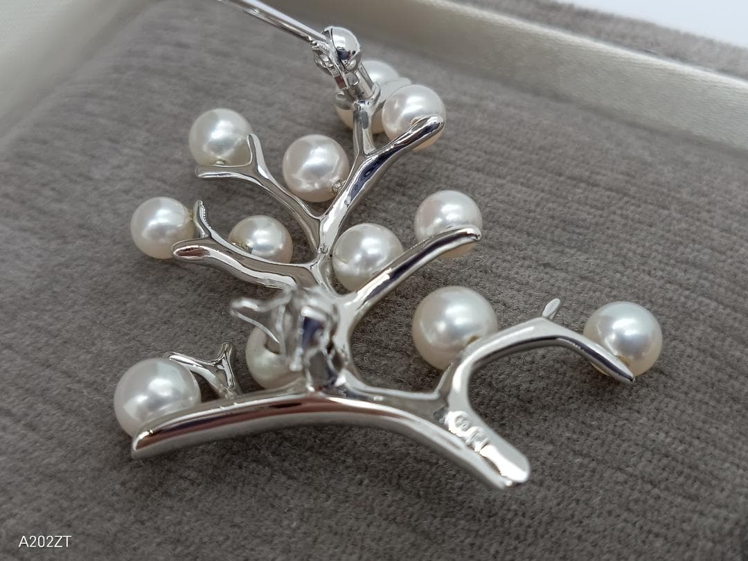 MIKIMOTO ミキモト ブローチ 幸福の木 真珠 アコヤパール　シルバー