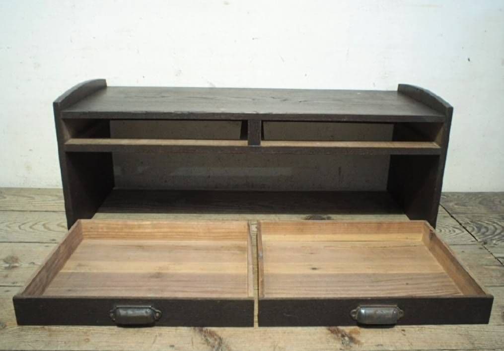 1060 アンティーク　ナラ材の文机　ローテーブル　引き出し　陳列台　レトロ