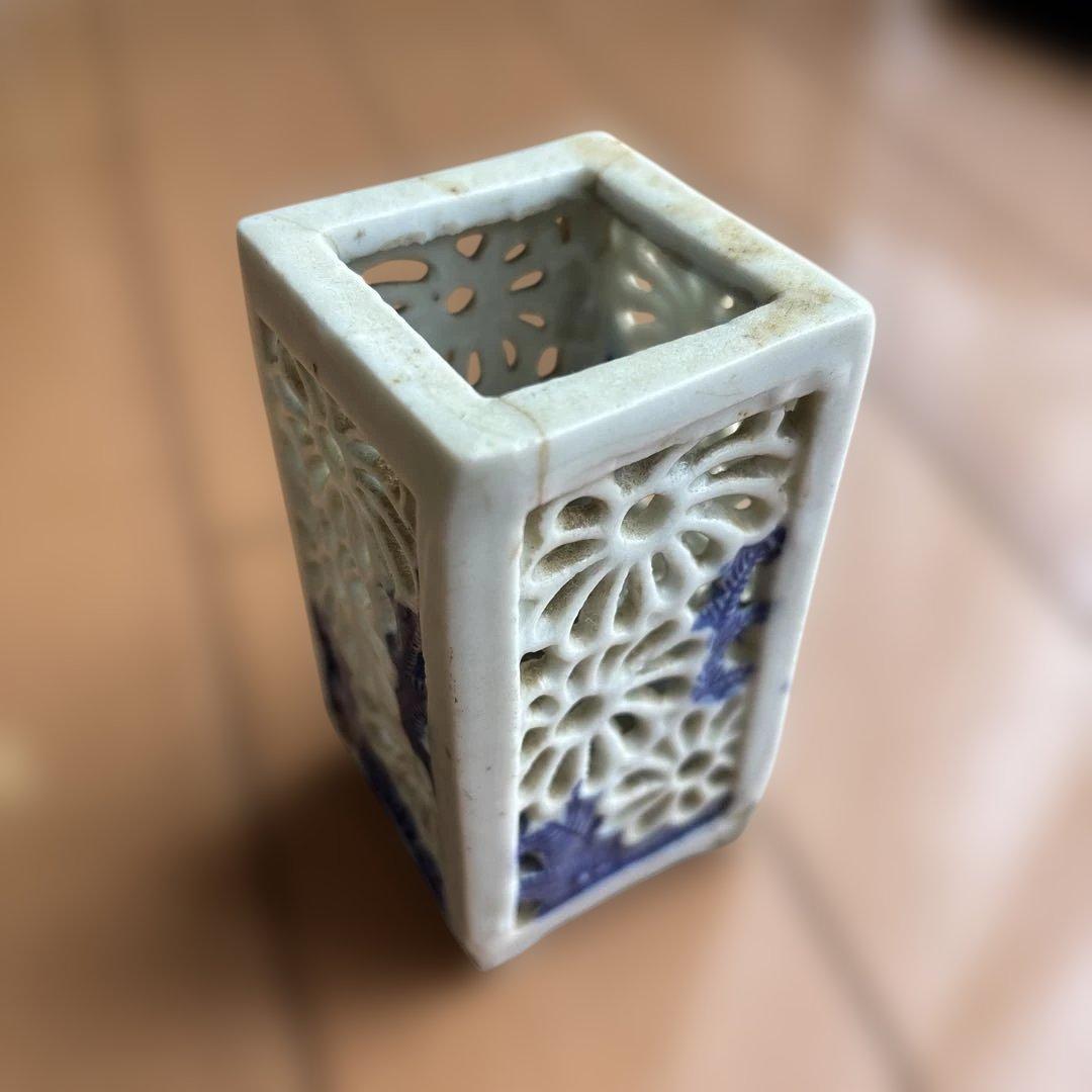 香炉？ 陶器製 瓶 透かし彫り