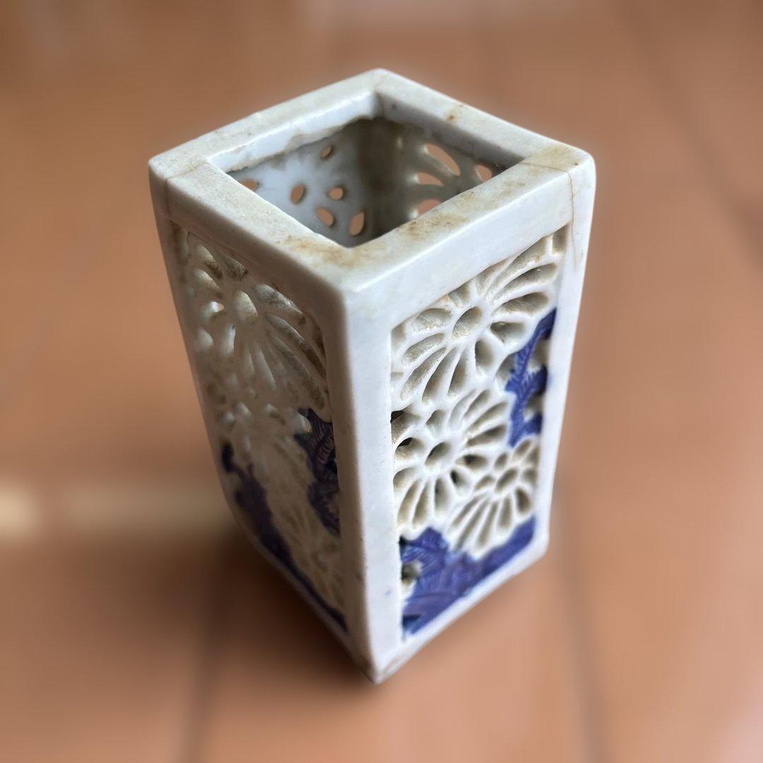 香炉？ 陶器製 瓶 透かし彫り