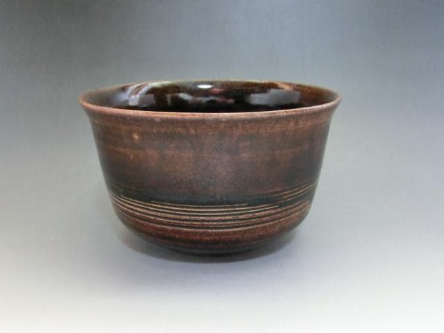 建水■飴釉 箆目溢し 古い時代物茶器 お茶道具 桐箱 古玩 古陶器 時代物骨董■