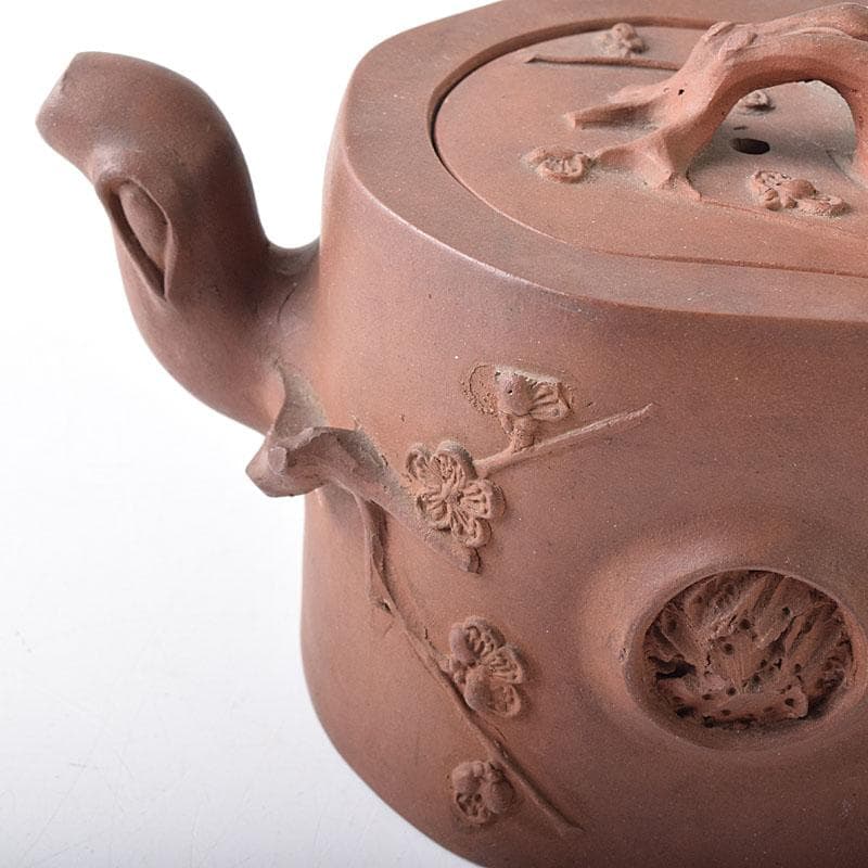 中国　紫砂　朱泥　梅文　急須　茶壷　在銘　M　R8774