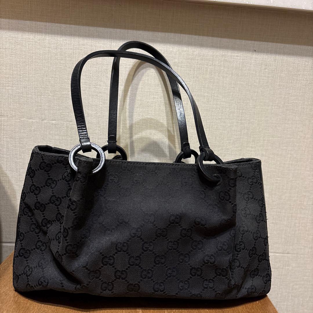 GUCCI ブラックキャンバス ハンドバッグ