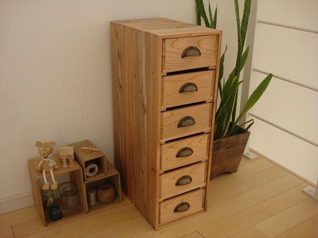 ★送料無料★サイズ変更可能★ナチュラル木製6段引き出し/無垢材☆収納オーダー可能