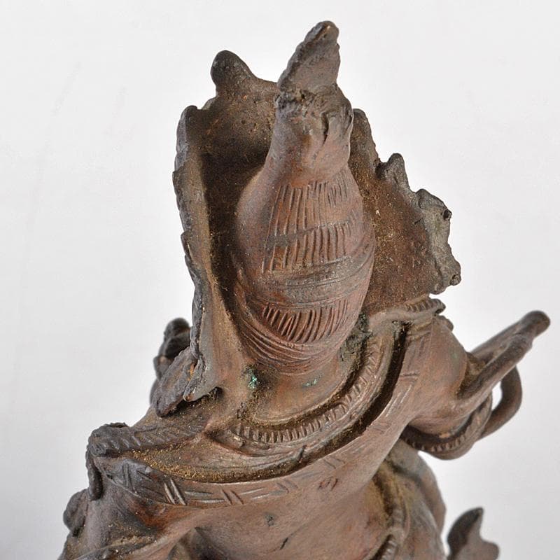 仏教美術　古銅　チベット仏　仏像　置物　唐木台付　M　R7126