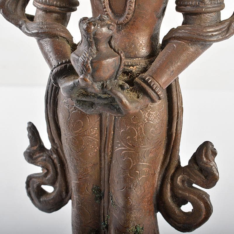 仏教美術　古銅　チベット仏　仏像　置物　唐木台付　M　R7126