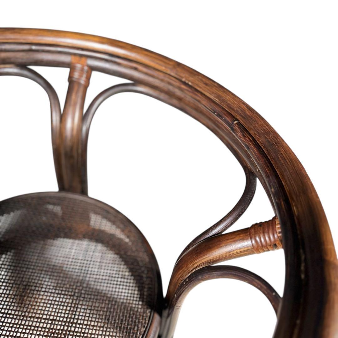 HR779 ラタン　籐　ガラストップテーブル