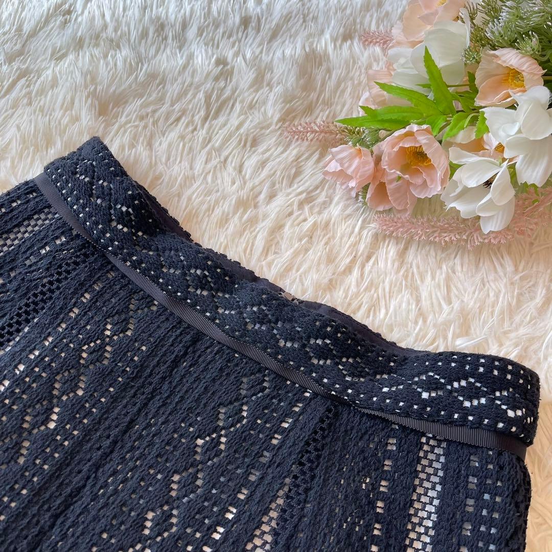 極美品 M'S GRACY 2022年 レース スカート ブラック 40