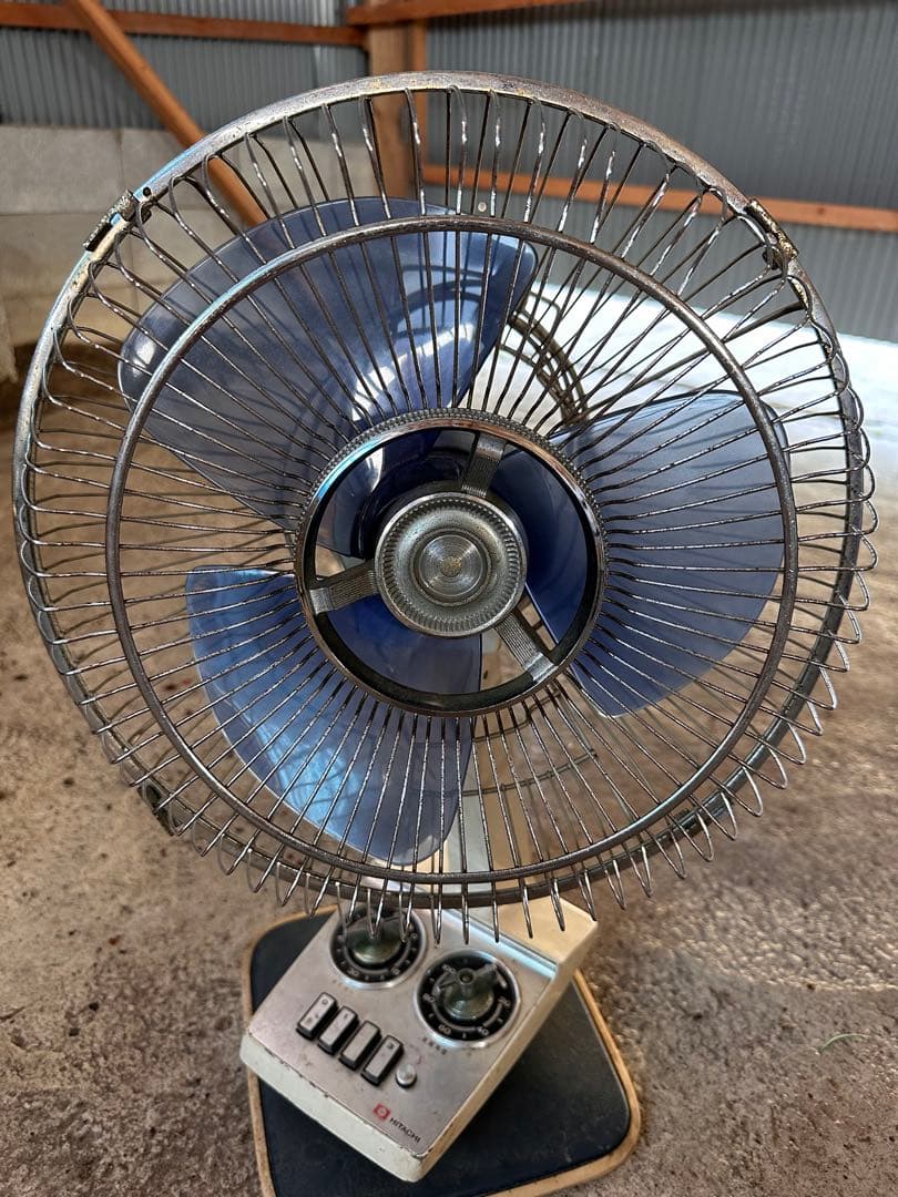 【動作品】日立 HITACHI 昭和レトロ 扇風機 アンティーク 首振り機能付き