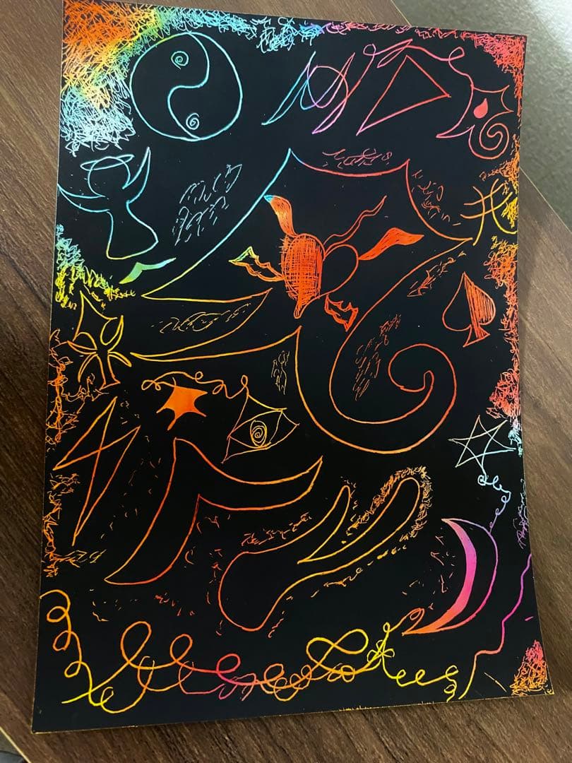 いわくつき現代絵画3点　木製額つき