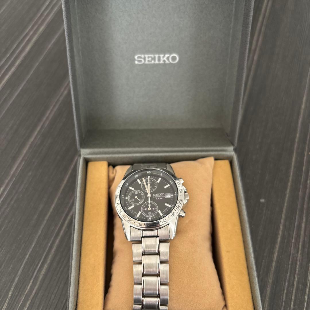 SEIKO クォーツ 腕時計 クロノグラフ ブラック