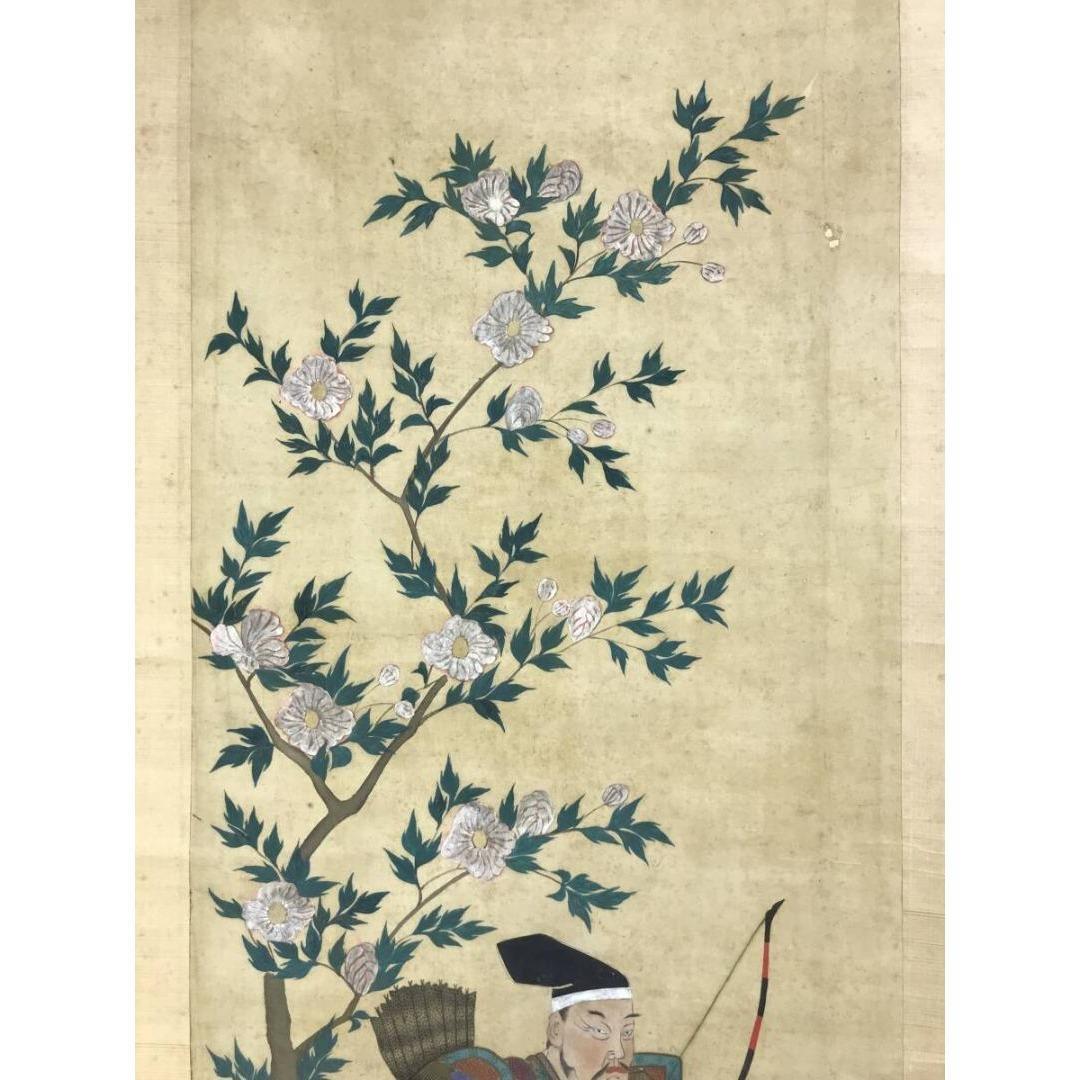 模写/土佐光起/武者絵/双幅/人物図/掛軸☆宝船☆AK-618