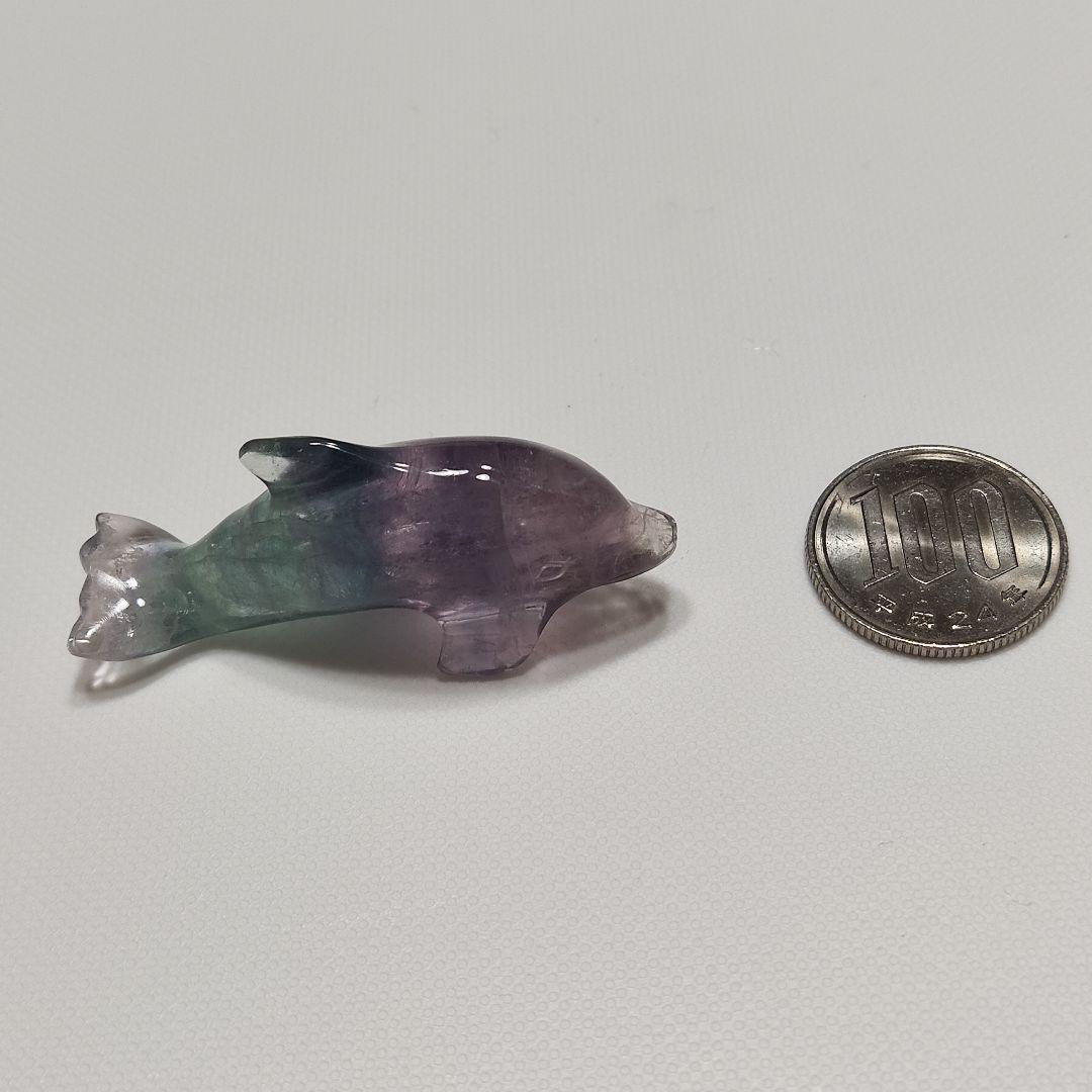 パワーストーン　天然石　レインボーフローライト　イルカ　17g　No.428