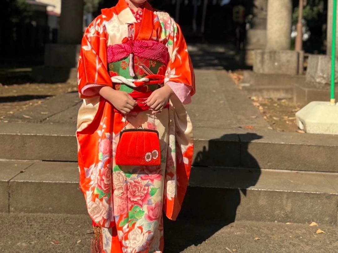 七五三用花柄着物と小物セット