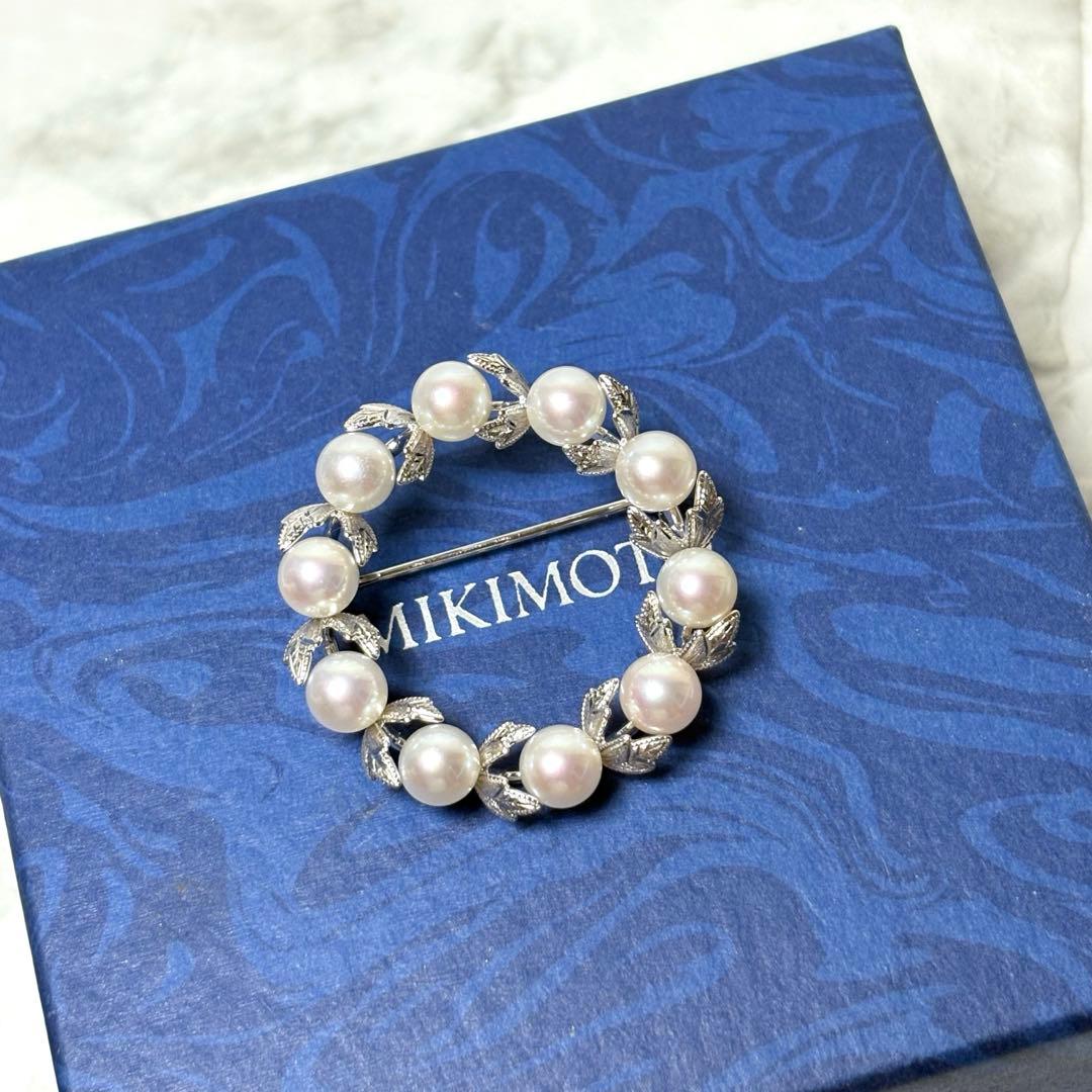 ミキモト　MIKIMOTO アコヤパール　ブローチ　真珠　パール　リーフ