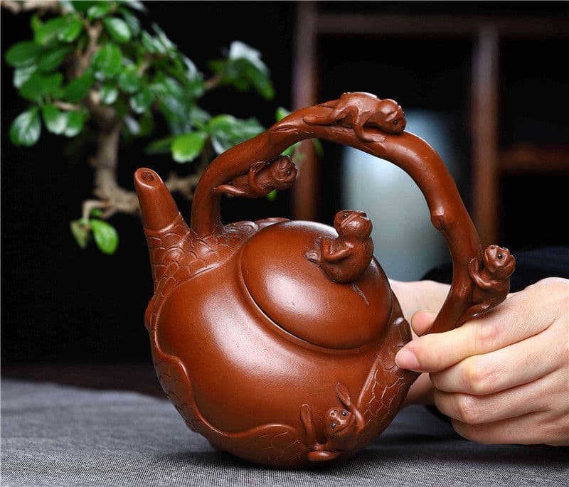 猿の壺紫砂壺 中国古美術  紫泥急須・茶壺・茶道具置物・古置物