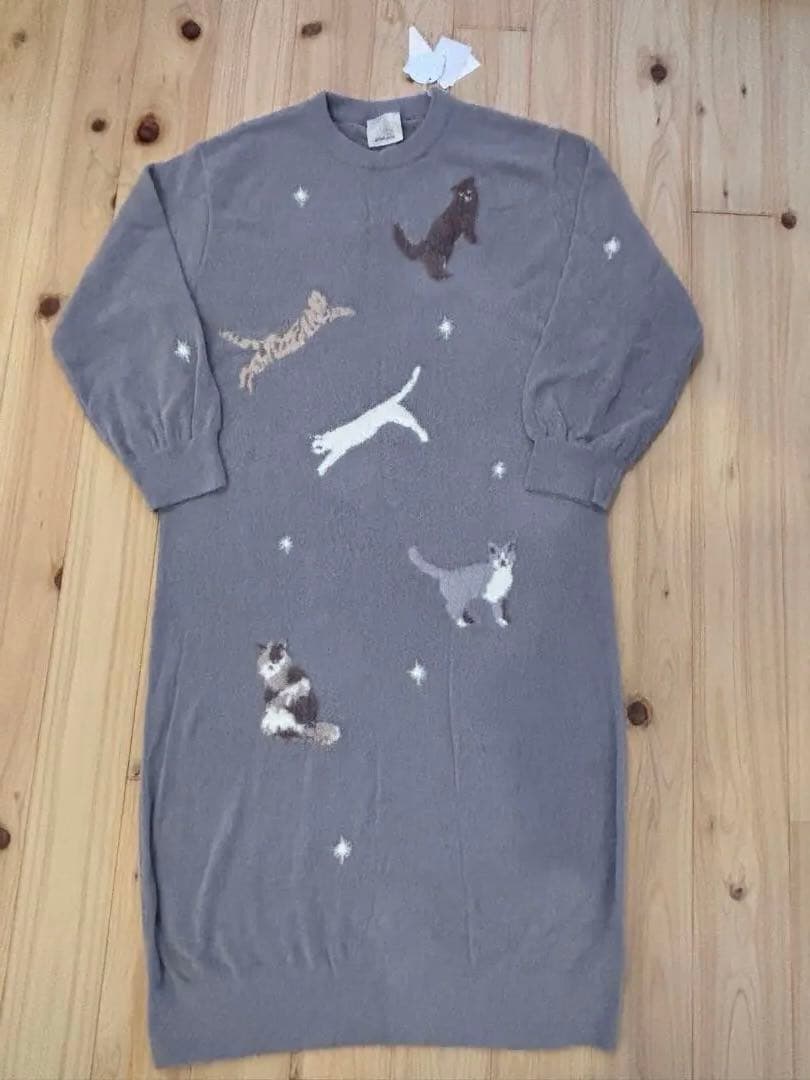 最終値下げ！gelato pique ねこジャガード総柄ワンピース