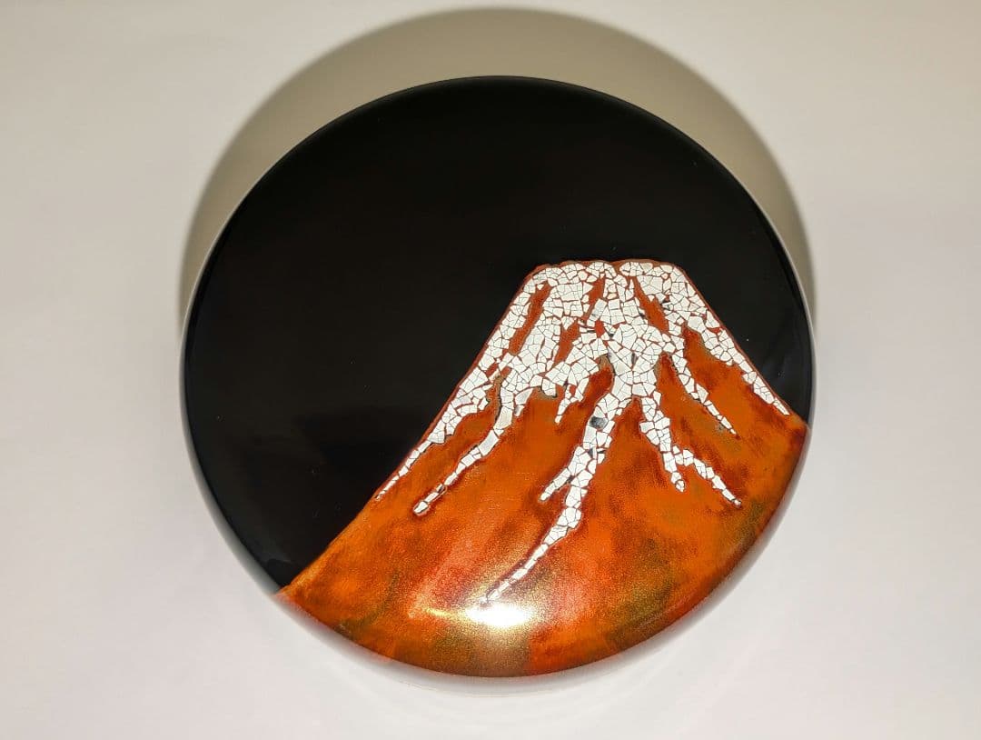 『赤富士　平棗』蒔絵　新井宗賀作　新井満平　輪島塗加賀茶器表千家裏千家塗師茶道具