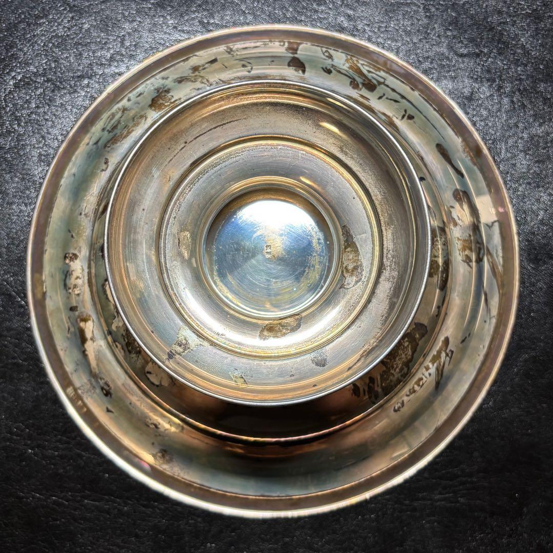 ★金属工芸/銀製！脚付 ボウル！器！箱付！刻印あり！★