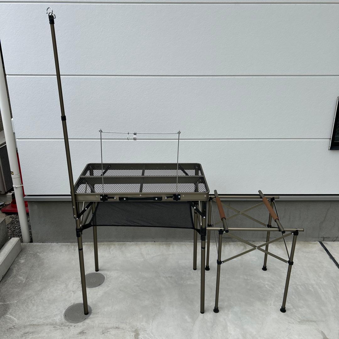 クイックキャンプ　フルメッシュキッチンテーブル ツーバーナー対応