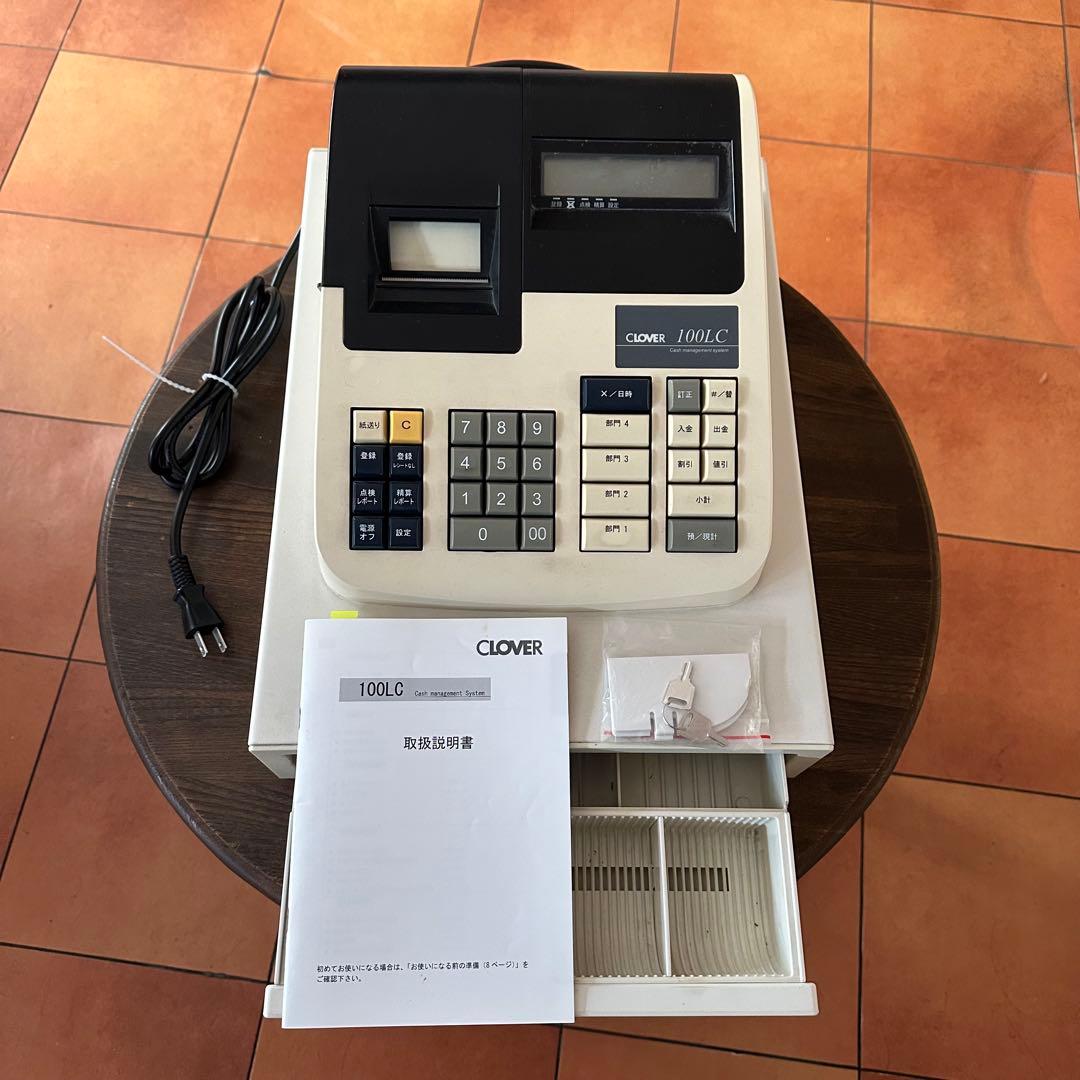 CLOVER 100LC レジスター 鍵・取説・スペア仕切り板付 動作確認済み