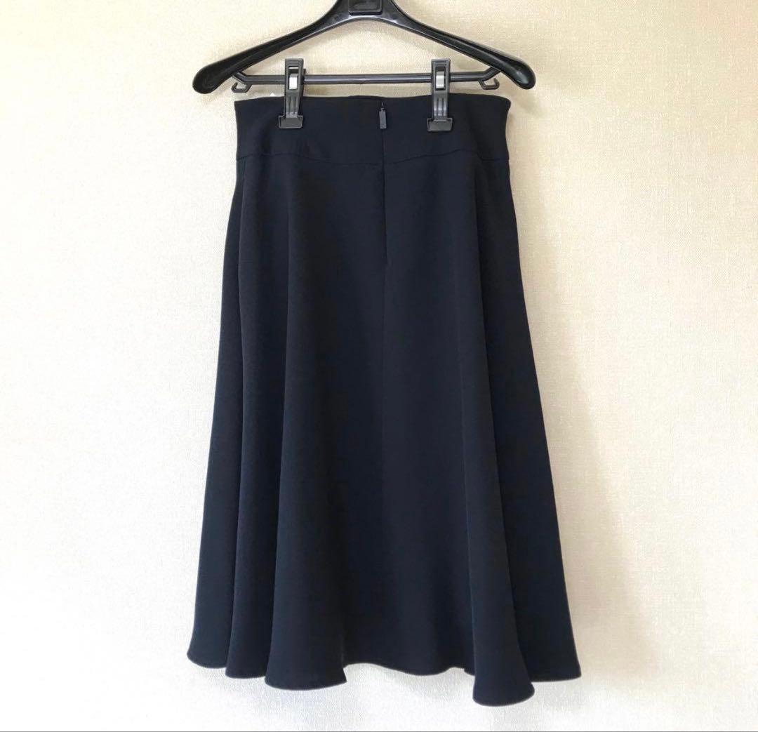 美品✨Rene ひざ丈スカート　ネイビー　パールボタン　36