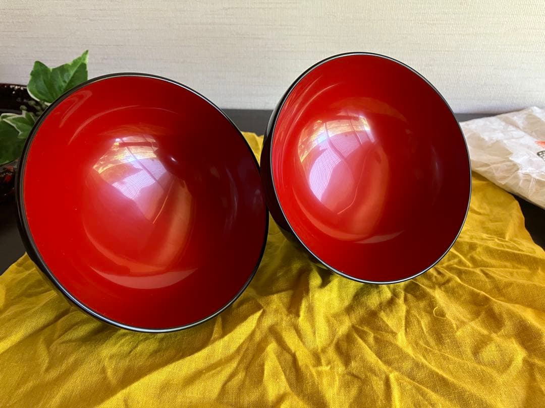 輪島塗　夫婦椀　お椀　汁椀　２客　御誂　能州輪島　布着本堅地　五島屋