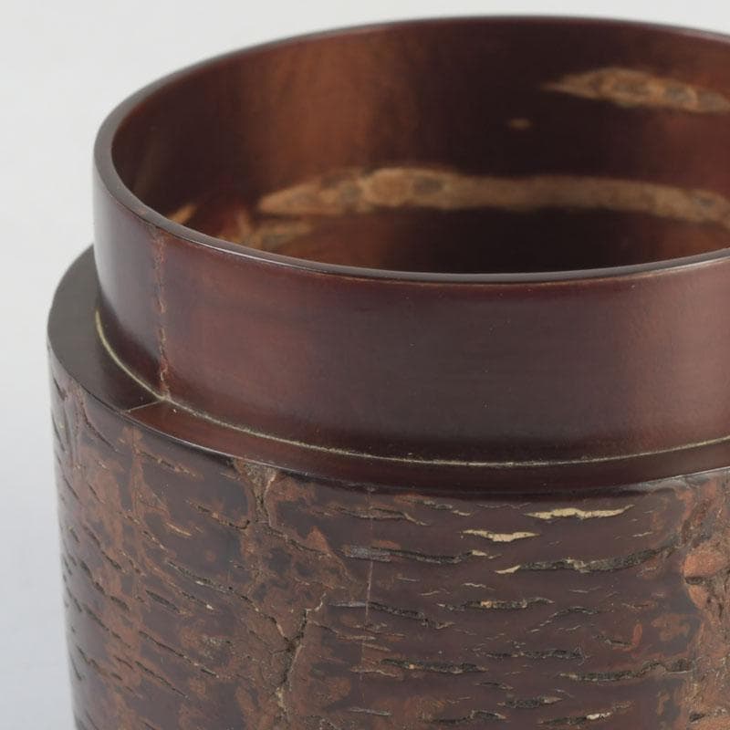 茶道具　伊藤松次作　樺細工　むじ皮　抹茶入　共箱　V　9657