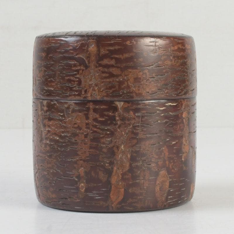 茶道具　伊藤松次作　樺細工　むじ皮　抹茶入　共箱　V　9657