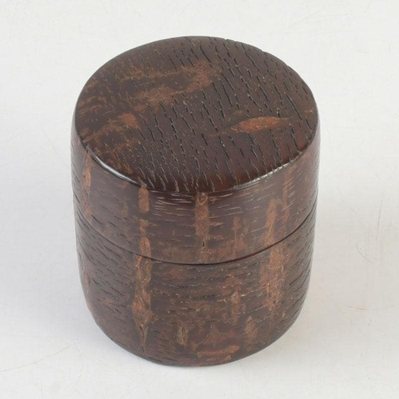 茶道具　伊藤松次作　樺細工　むじ皮　抹茶入　共箱　V　9657