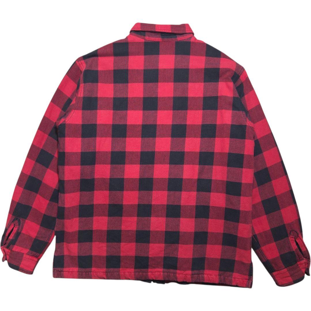 90s ポロラルフローレン 内キルティング ネルシャツ ジャケット 赤黒チェック