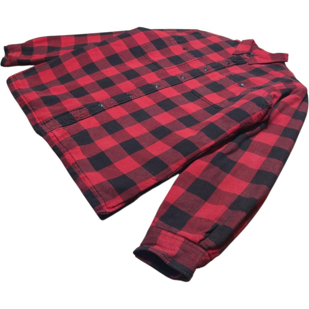 90s ポロラルフローレン 内キルティング ネルシャツ ジャケット 赤黒チェック
