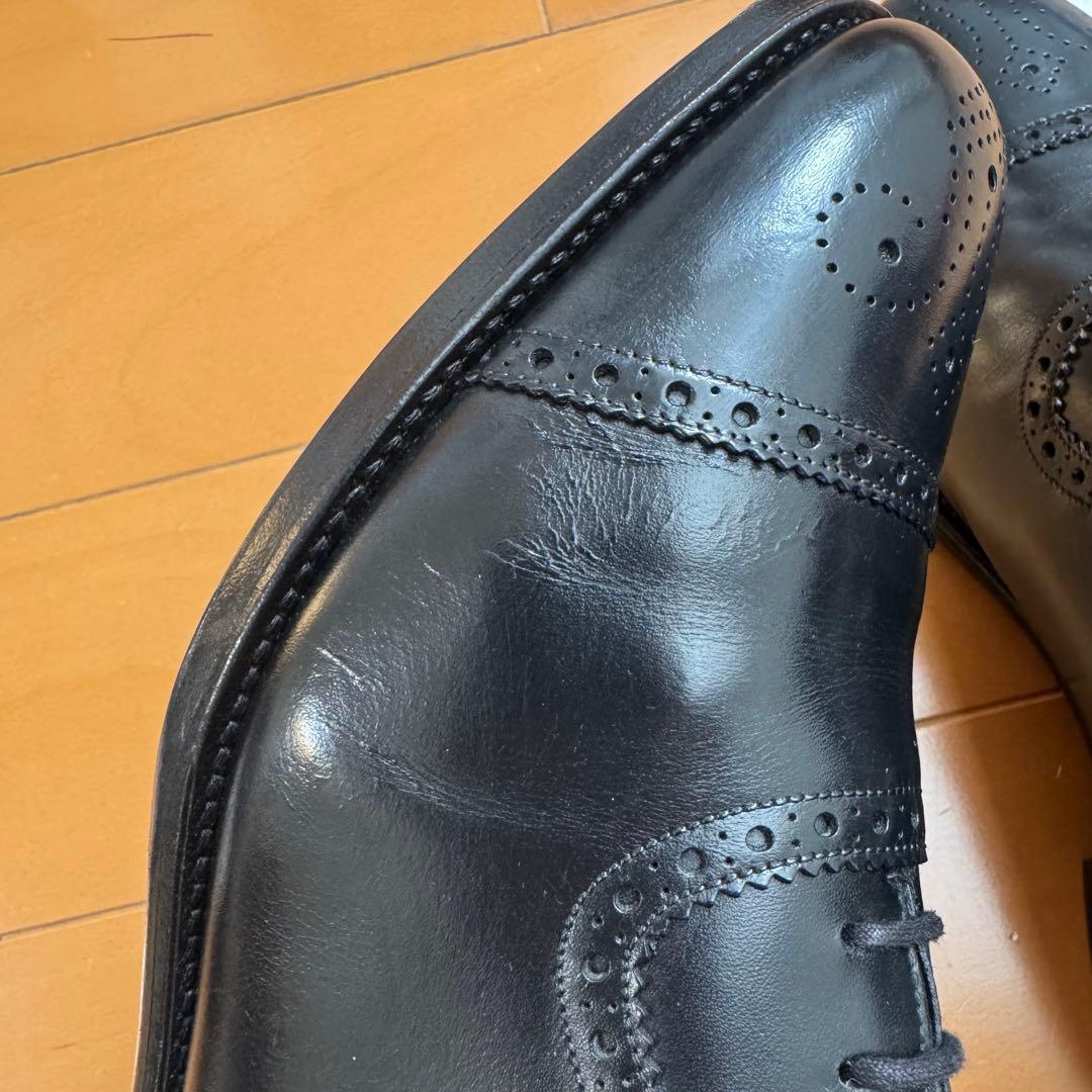 Loake 英国製 セミブローグ UK 7.5 黒 革靴