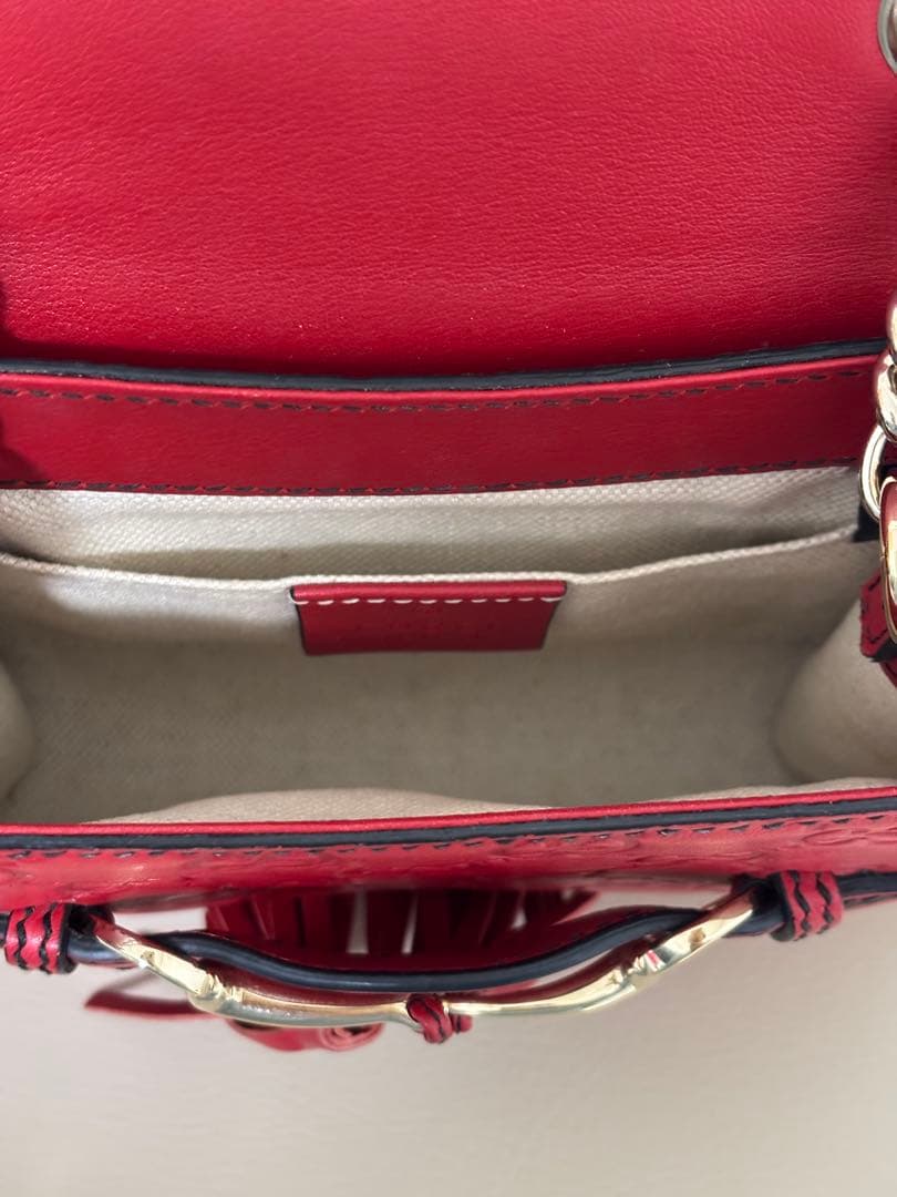 GUCCIグッチエミリー マイクロシマ GGシマ チェーンショルダーバッグレッド