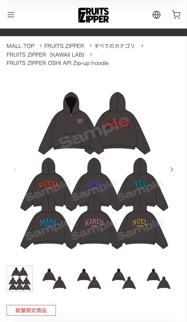 FRUITS ZIPPER Zip-up hoodie YUI 新品