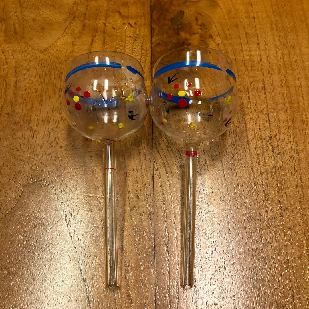 博多民芸　ちゃんぽん　小川勝男作　2個セット　ガラス製ビードロ　ぽっぺん　花