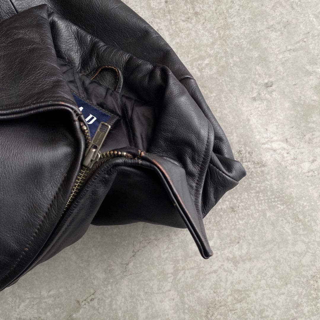 革質 極上 90s 00s GAP 茶芯 レザー ジャケット XL 黒 ブラック