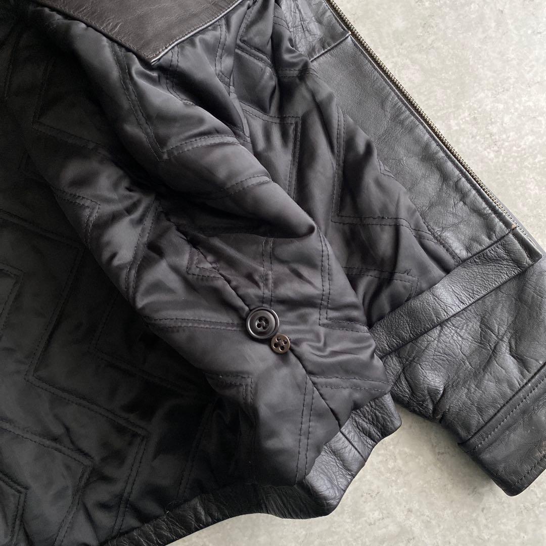 革質 極上 90s 00s GAP 茶芯 レザー ジャケット XL 黒 ブラック