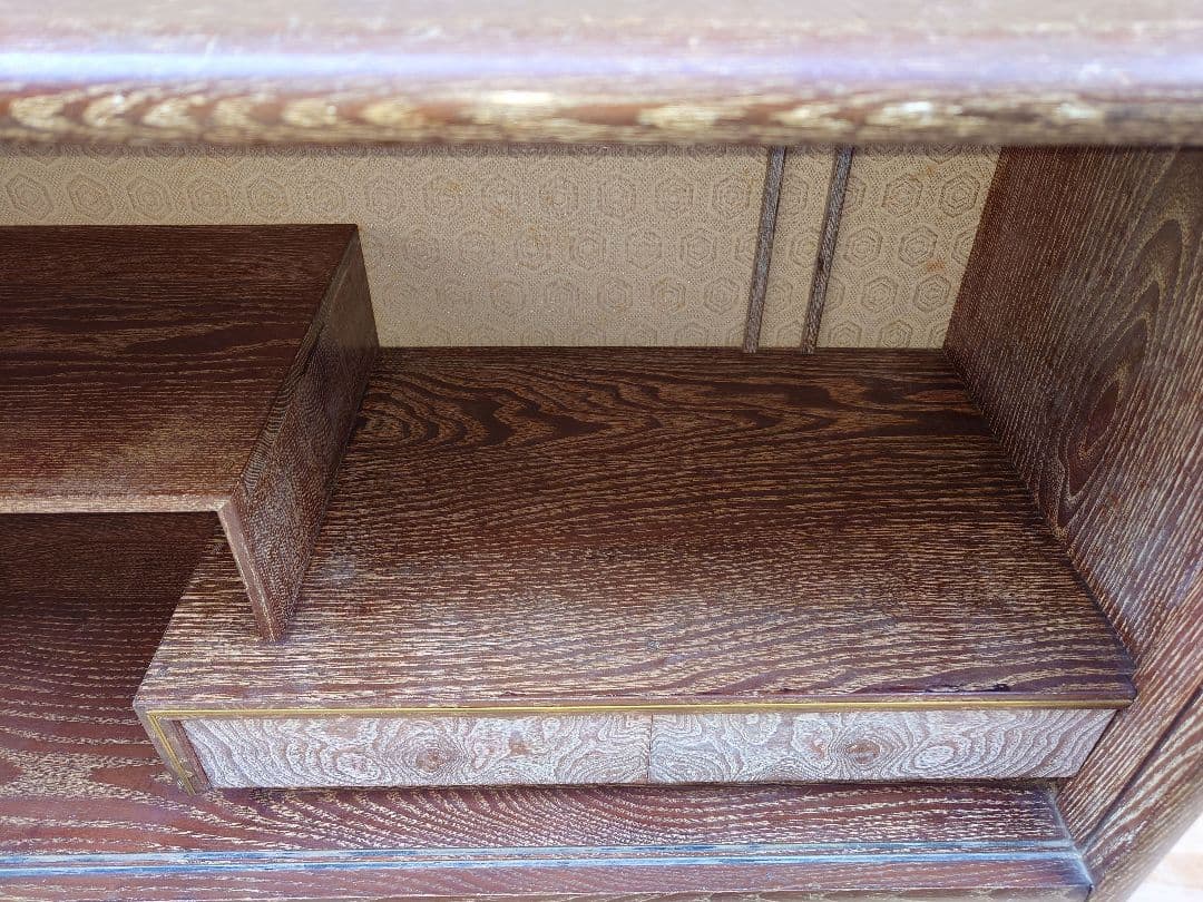 木製 飾り棚 ガラス戸 引出し キャビネット 昭和レトロ アンティーク 茶棚 箱