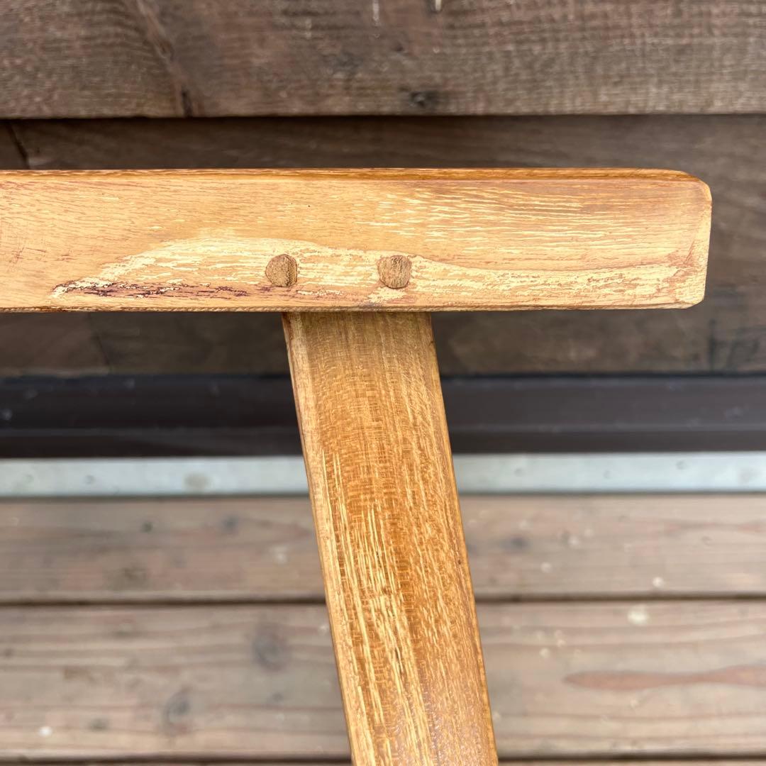 オールドチーク材 一枚板ベンチ61cm チーク無垢材 アンティーク調 スツール