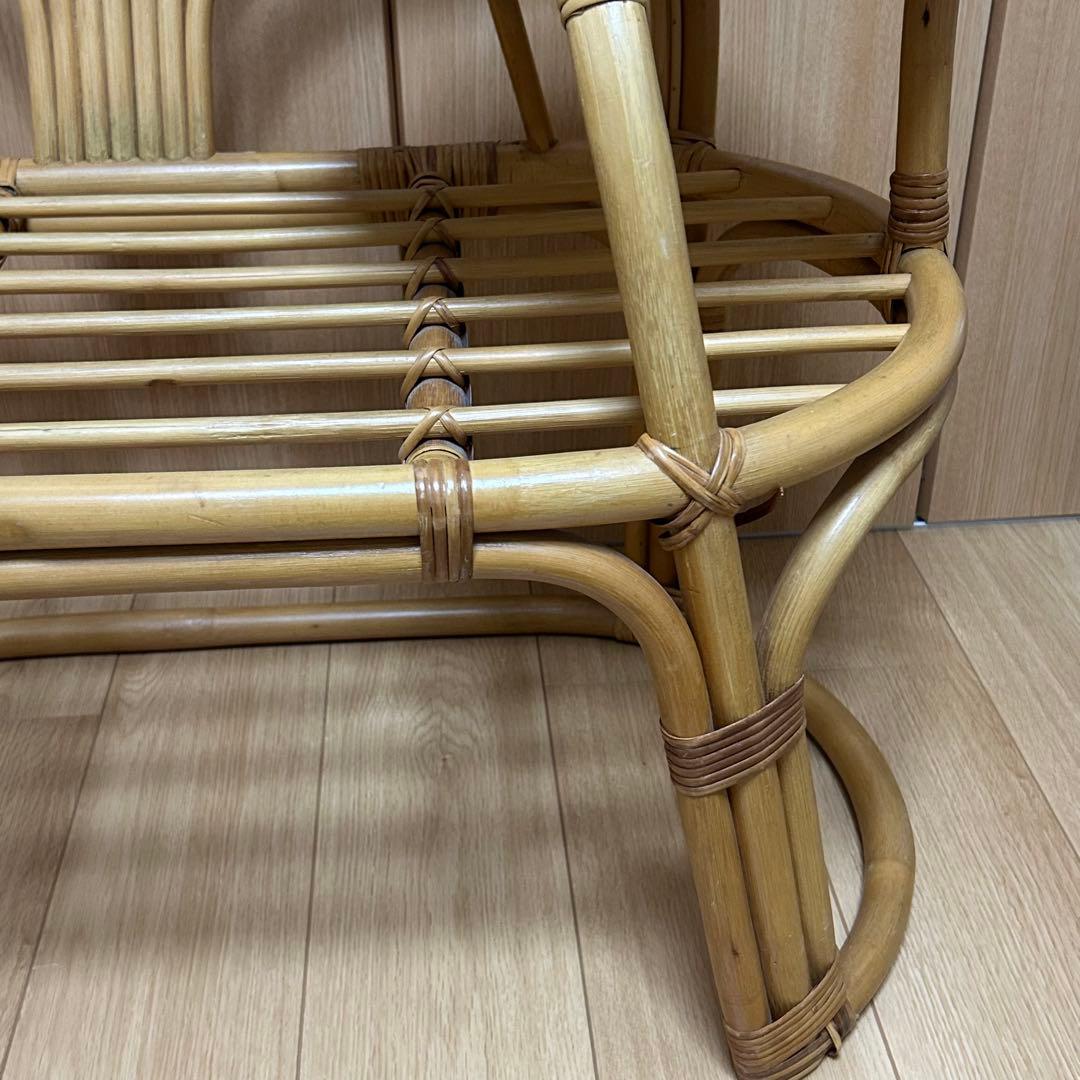 ラタン 椅子　サイドテーブル付き テレフォンベンチ 籐