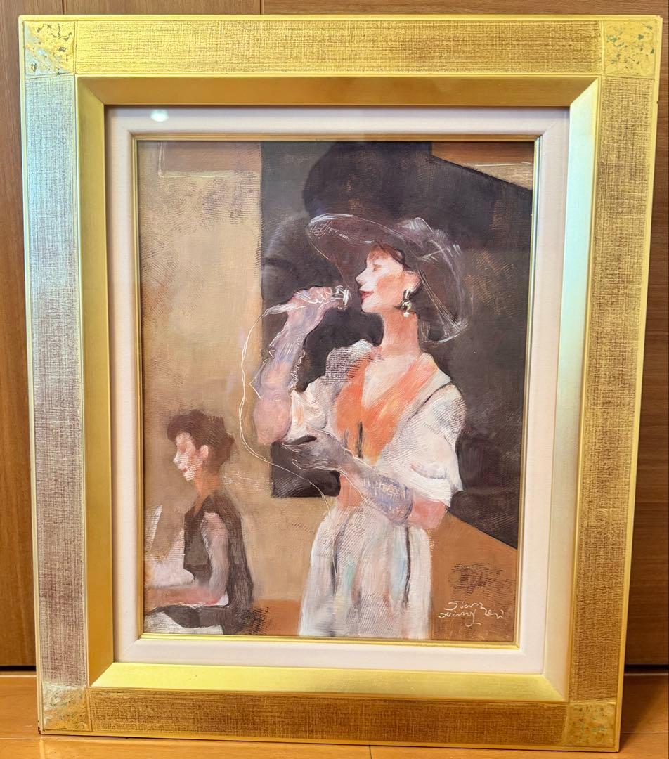 Jiangling Bai 油彩画 F6金色フレーム