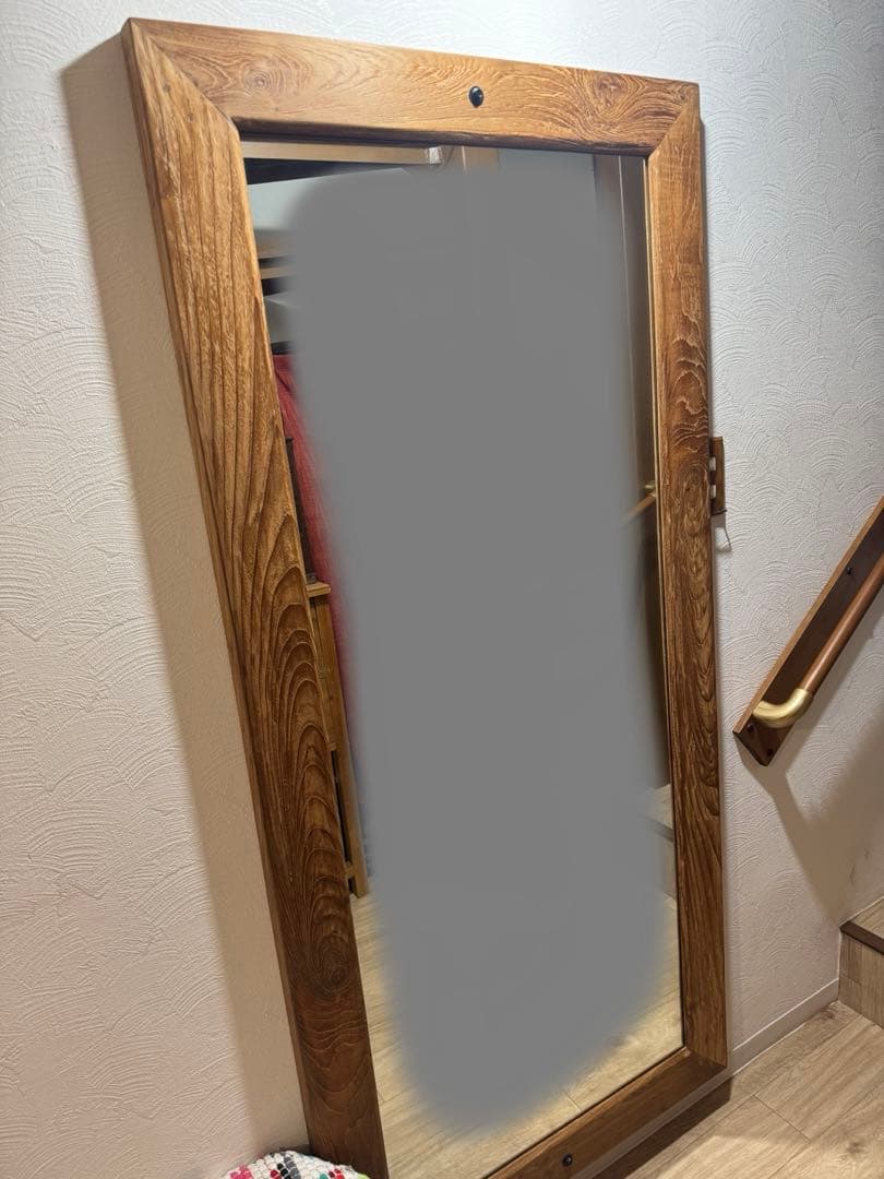 オールドチーク　ミラー　姿見　ヴィンテージ　インド　アンティーク　古材