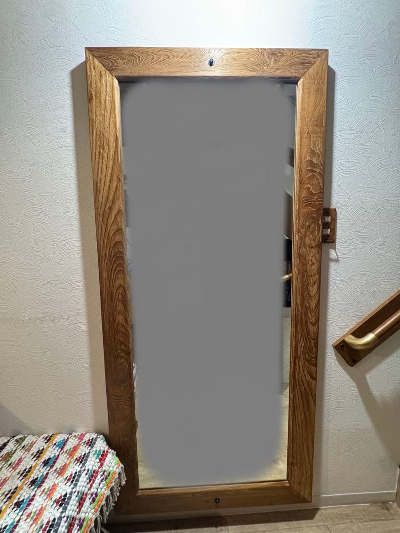 オールドチーク　ミラー　姿見　ヴィンテージ　インド　アンティーク　古材