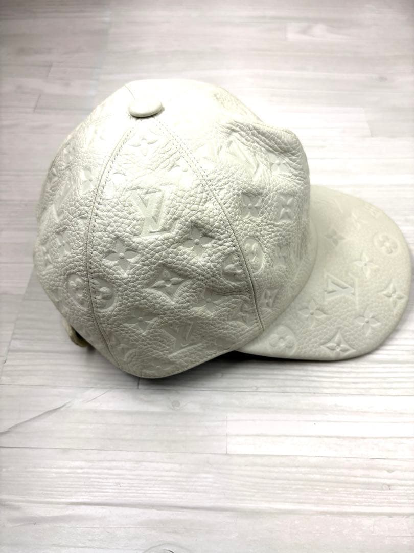【美品】Louis Vuitton レザー　キャップ　帽子　モノグラム　ホワイト