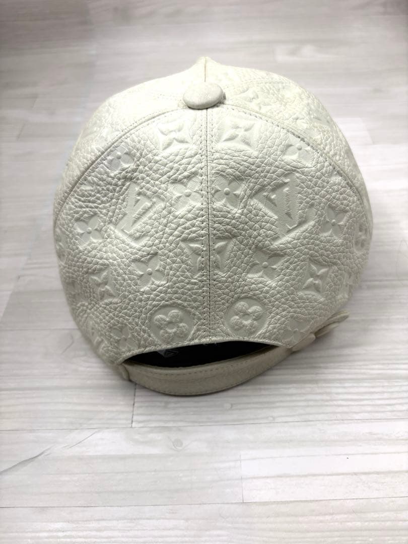 【美品】Louis Vuitton レザー　キャップ　帽子　モノグラム　ホワイト