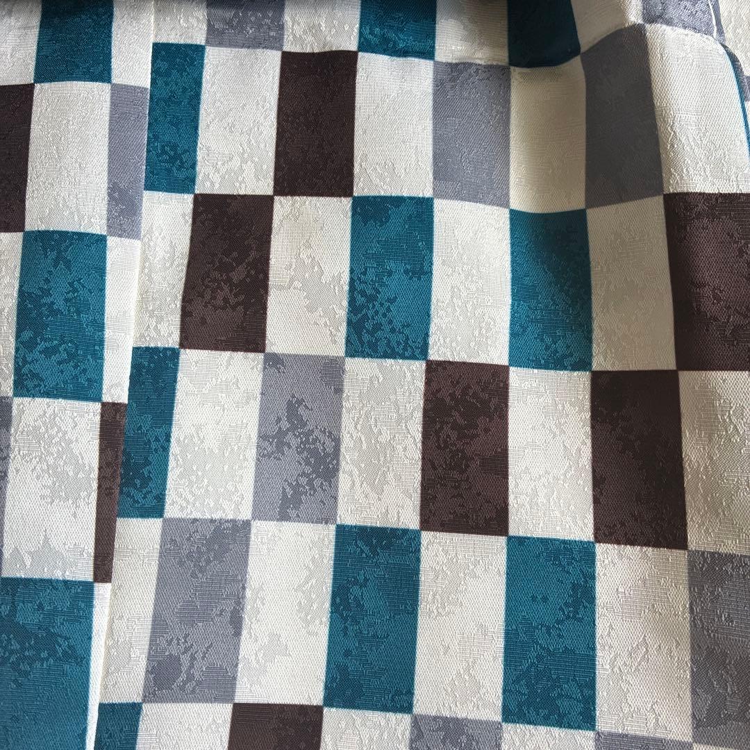 まつ　　　七五三用衣装 黒と青のチェック柄　被布